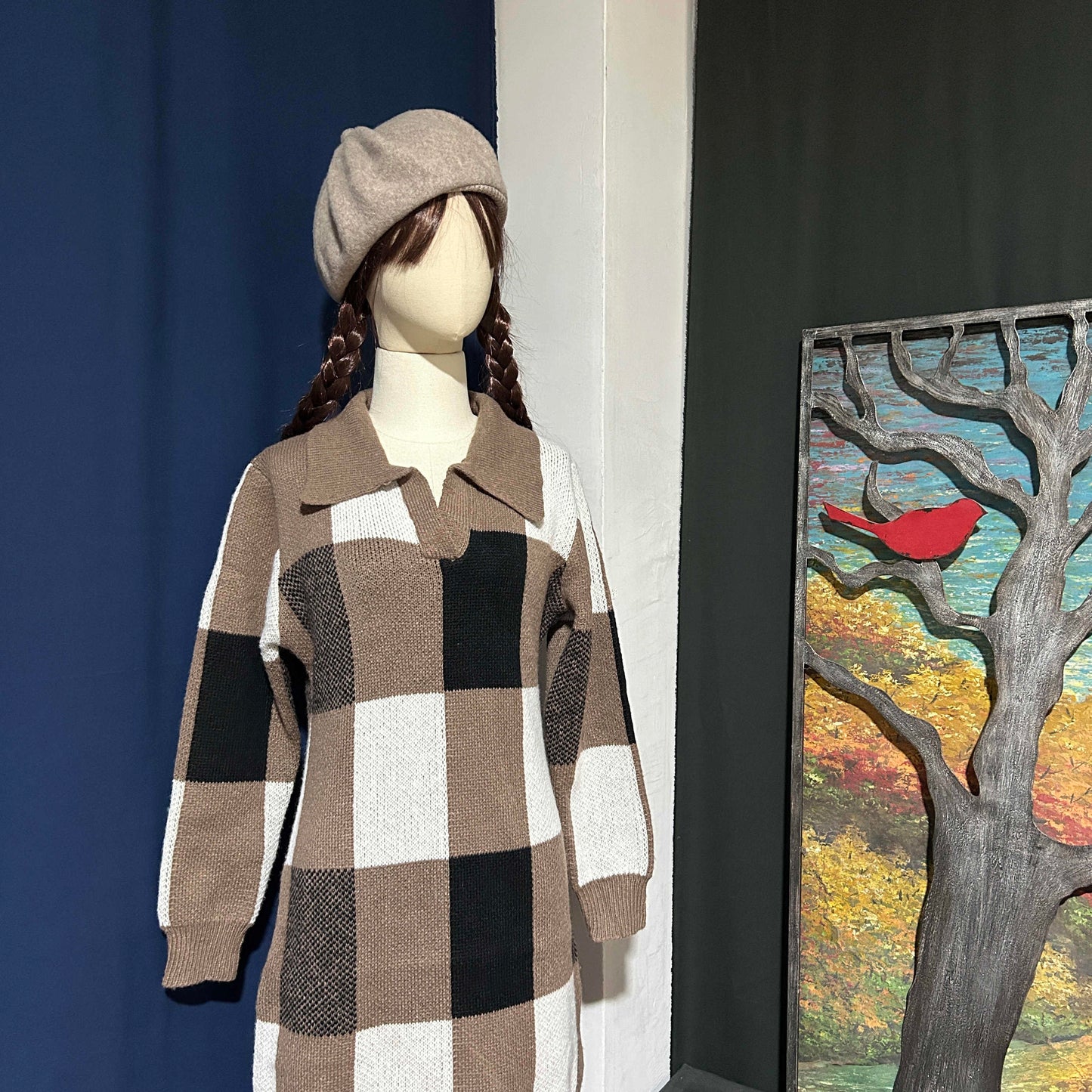 Thickened Knit Dress In Winter Coffee Girl