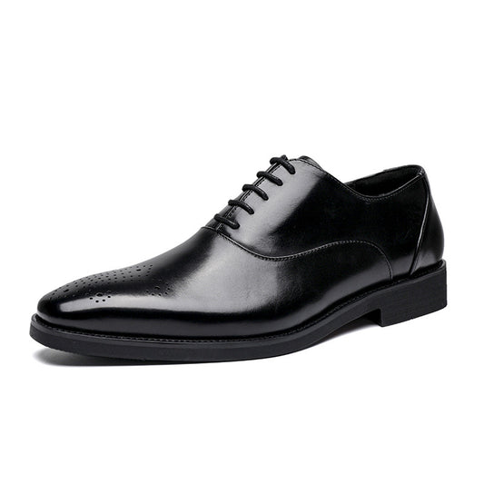 Summer New Men's Leather Shoes Head Layer Cowhide Hand-polished Brock Business Shoes