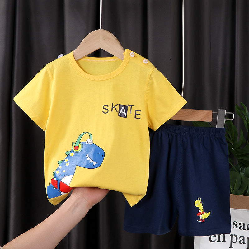 Two-piece Cotton T-shirt With Short Sleeves For Boys And Girls