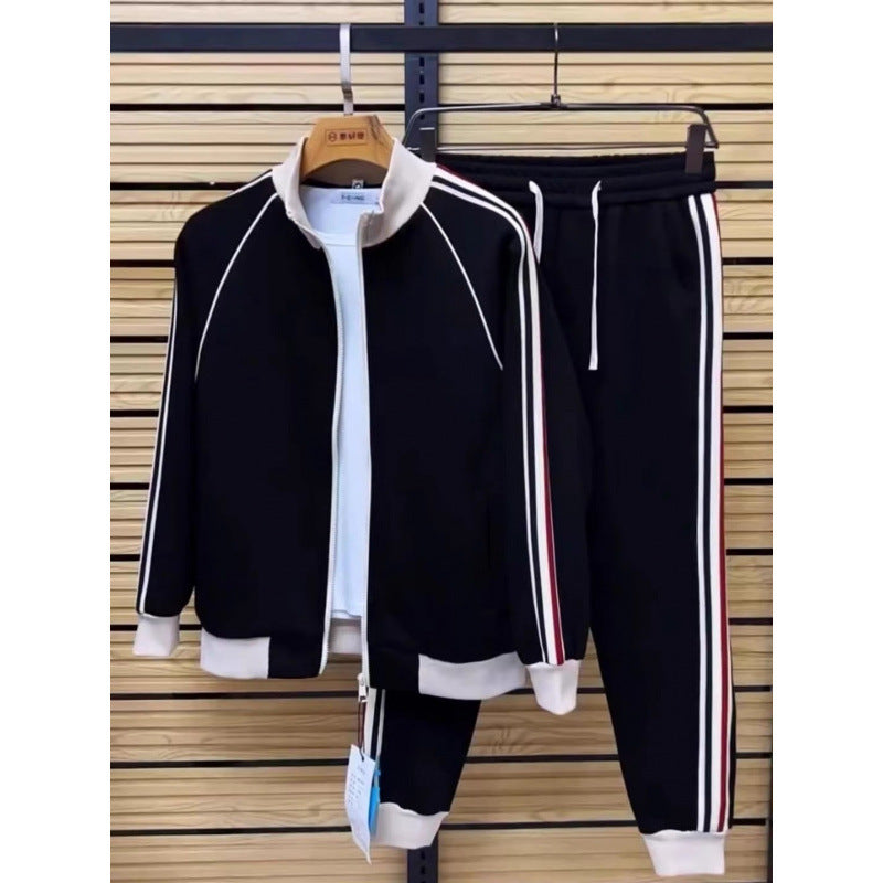 Men's Stand Collar Casual Striped Suit