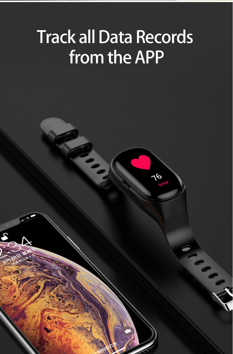 M1 Smart Bracelet Wireless Headset Heart Rate Bluetooth Calling Bracelet Two In One Music Bracelet Health Bracelet