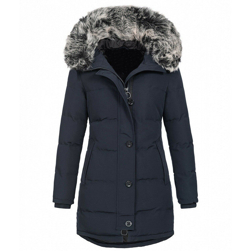 Slim-fit Warm Cotton-padded Jacket Casual Fashion Thick Fur Collar Coat