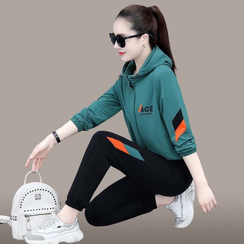 Women's New Fashion Loose Hooded Sweater Casual Sports Suit