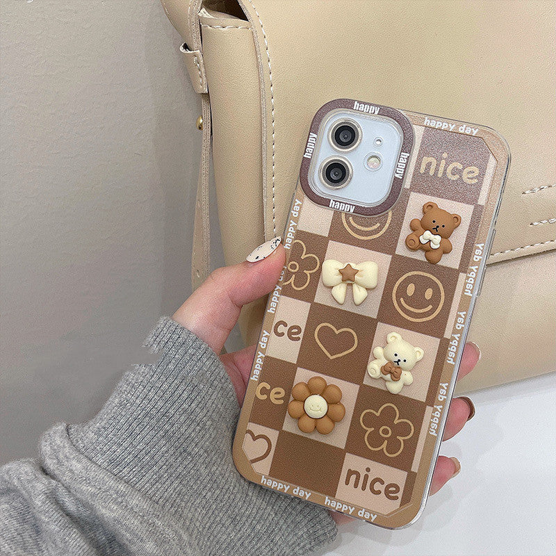Ins  Three-dimensional Cute Bear Smiling Mobile Phone Case