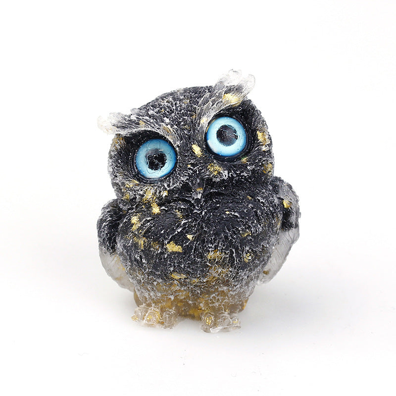 Natural Crystal Gravel Drops Glue Owl Ornaments