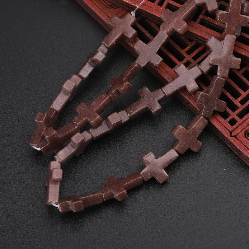 Natural Crystal Cross Shape Loose Bead Bracelet Necklace Diy Accessories