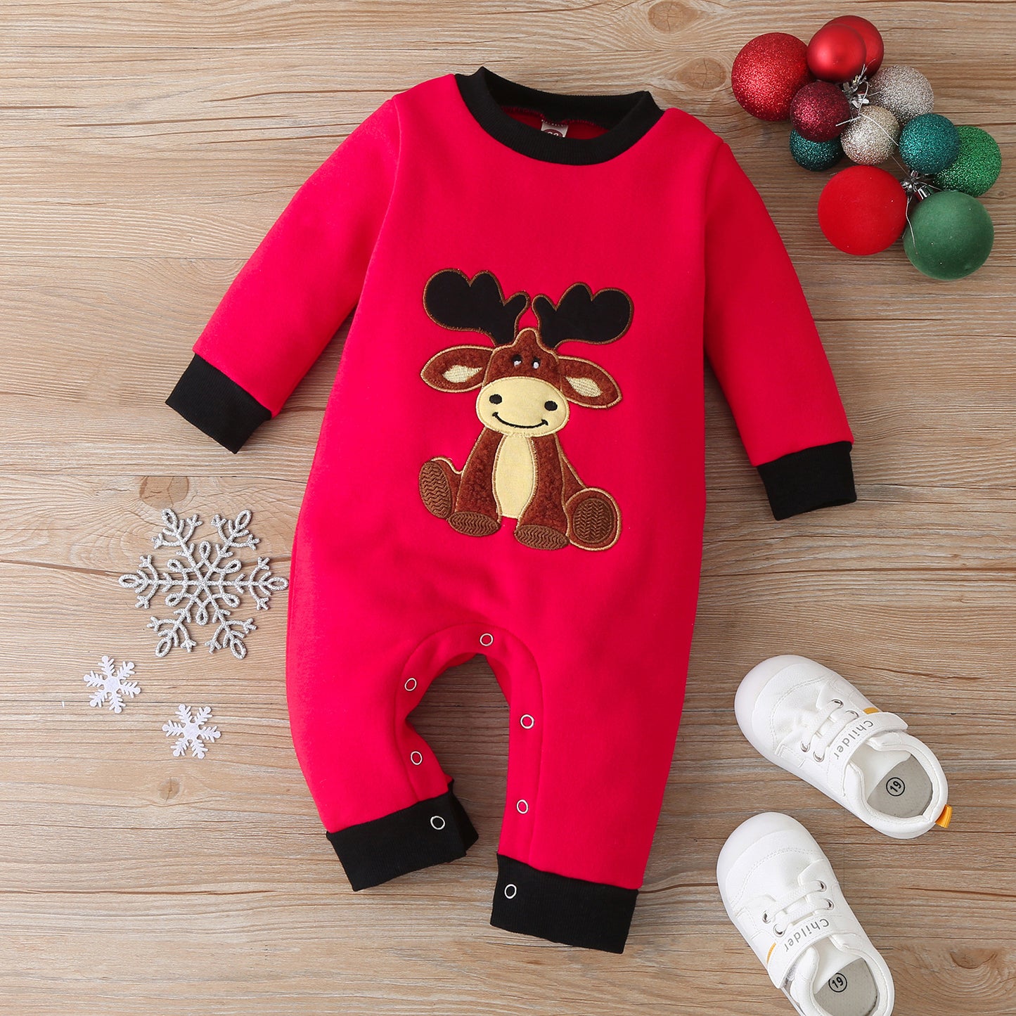 Baby Clothes Cotton Letter Santa Patchwork Plaid Long Sleeve Baby Bodysuit