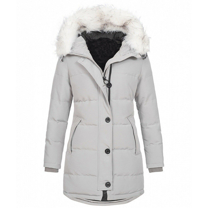 Slim-fit Warm Cotton-padded Jacket Casual Fashion Thick Fur Collar Coat
