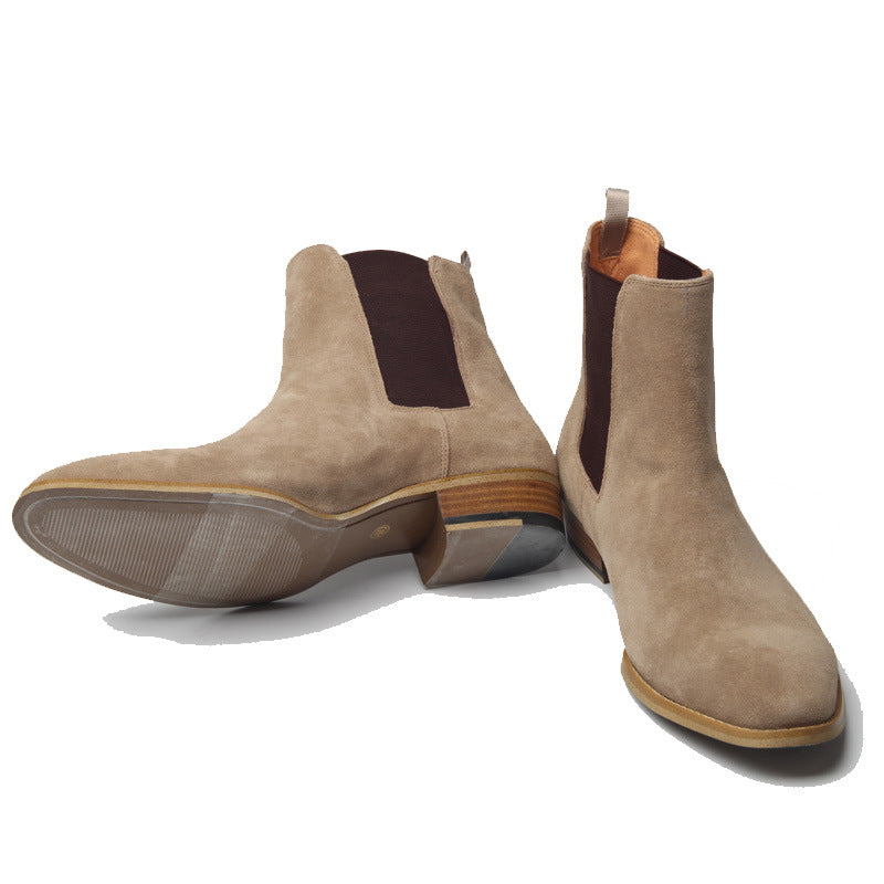 Men's Pointed Deerskin Elastic Martin Boots