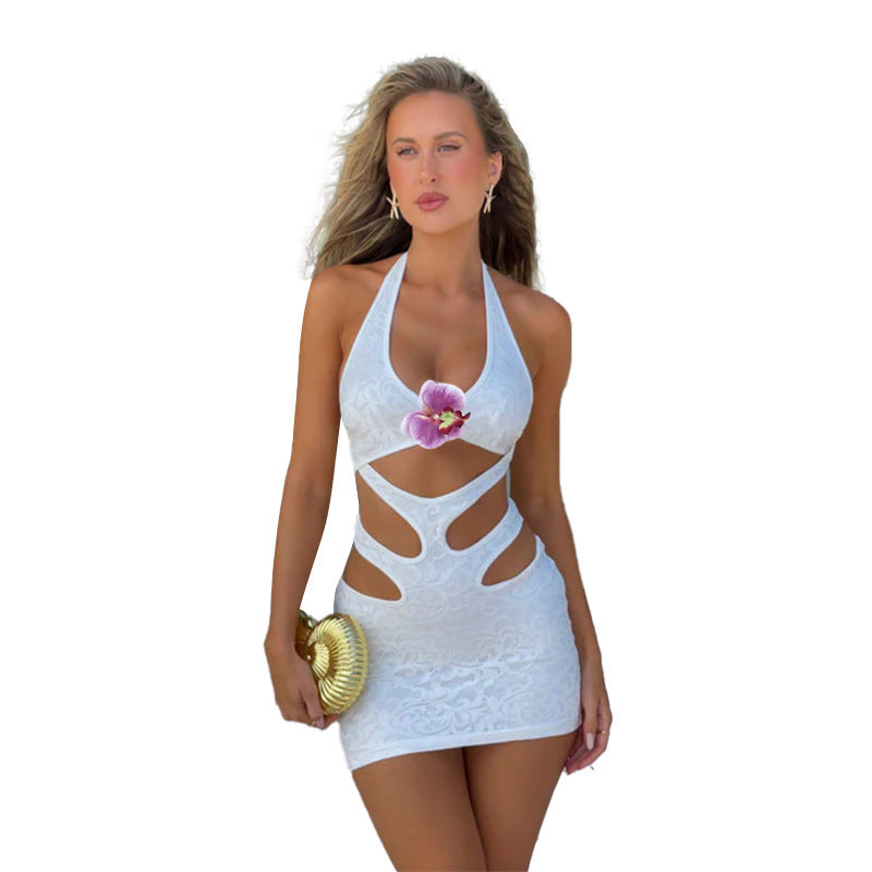 Sling Flower Cutout Beach Hip Skirt