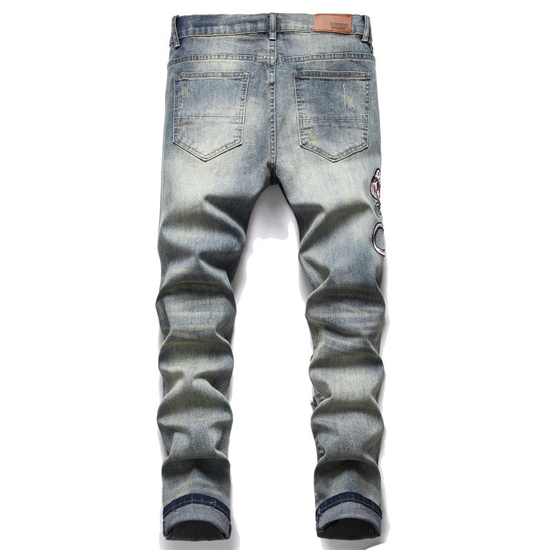 Jeans Hand Frayed Cotton Trousers Youth Popularity Mid Waist Casual