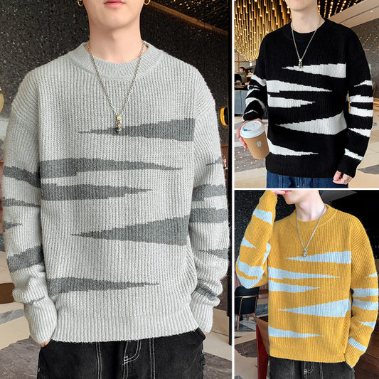 Trendy Loose Knitwear Hong Kong Style Round Neck Casual Couple Top Clothes
