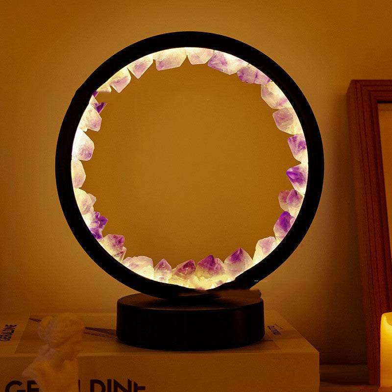 Natural Amethyst Flower Cluster Round Headboard