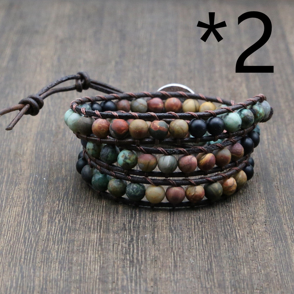 Pure Handmade Bracelet Made of Pine Stone and Natural Stone