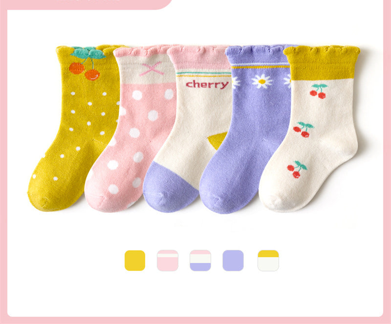 Boys And Girls Middle And Big Children's Socks Solid Color Cotton Students