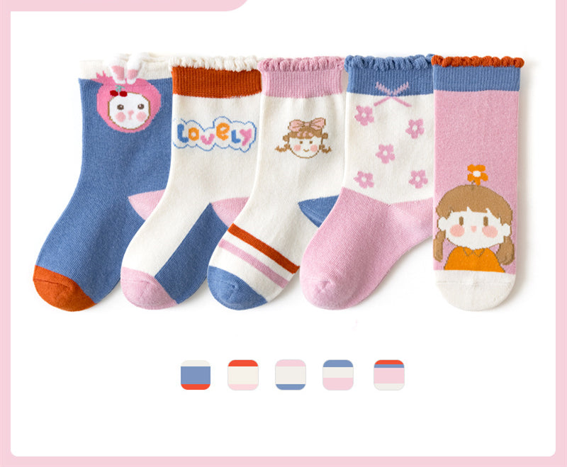 Boys And Girls Middle And Big Children's Socks Solid Color Cotton Students