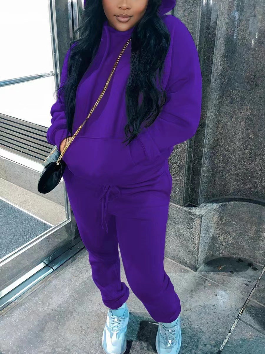 Brushed Hoody Women's Two-piece Hoodie Suit Casual Sports Suit