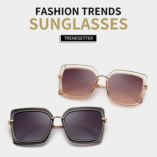 New Ladies Fashion Large Frame Rice Nail Decorative Sunglasses