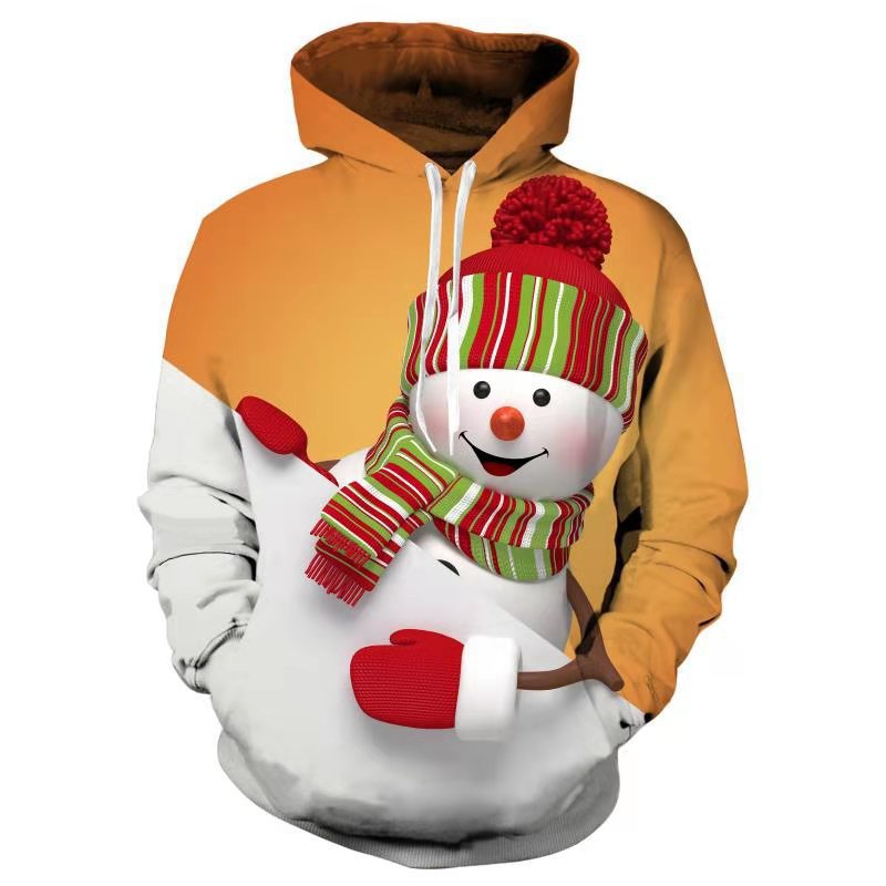 Pullover Sweater Print Casual With Hood