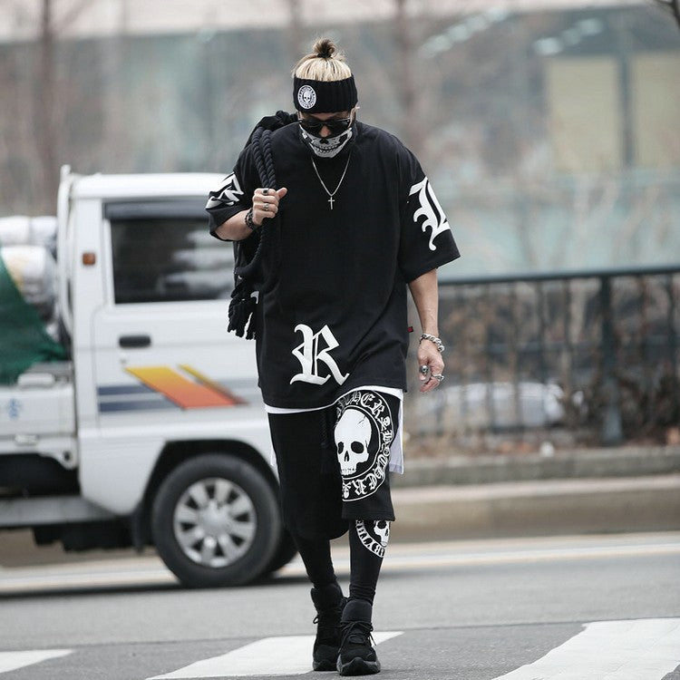 Sanskrit Men's Muscle Workout Clothes Breathable Loose Short Sleeve