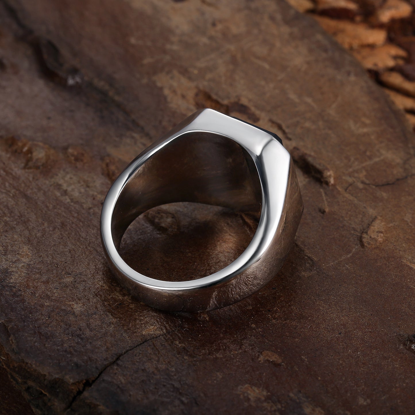 Glossy Black Gem Ring Simple Style