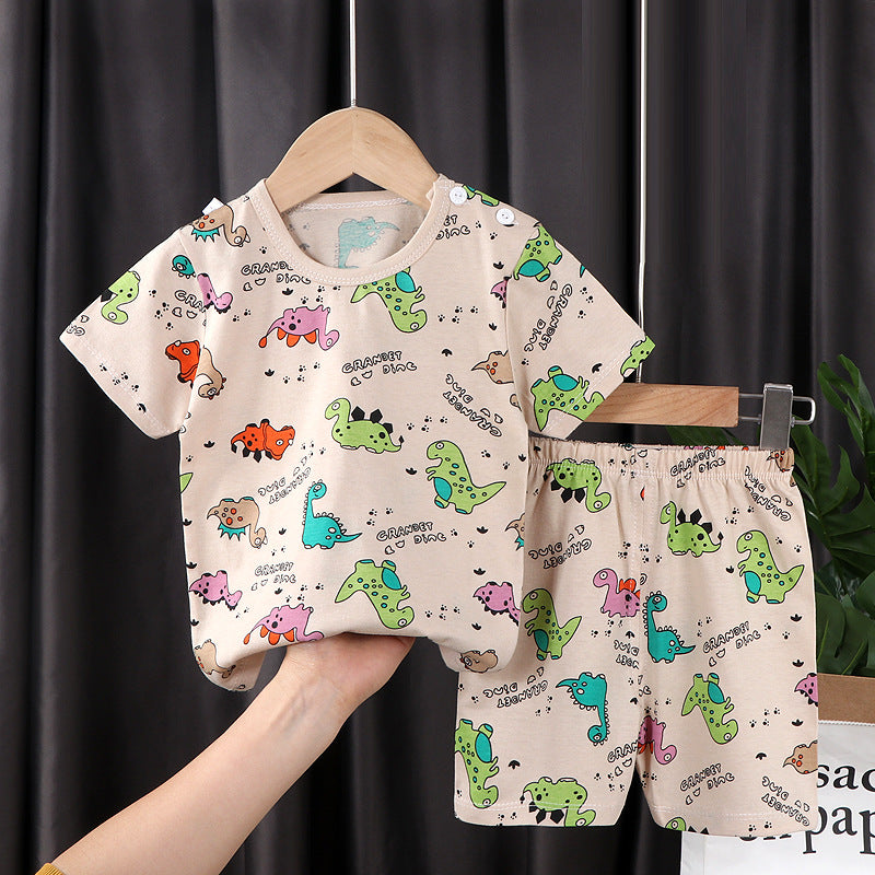 Two-piece Cotton T-shirt With Short Sleeves For Boys And Girls
