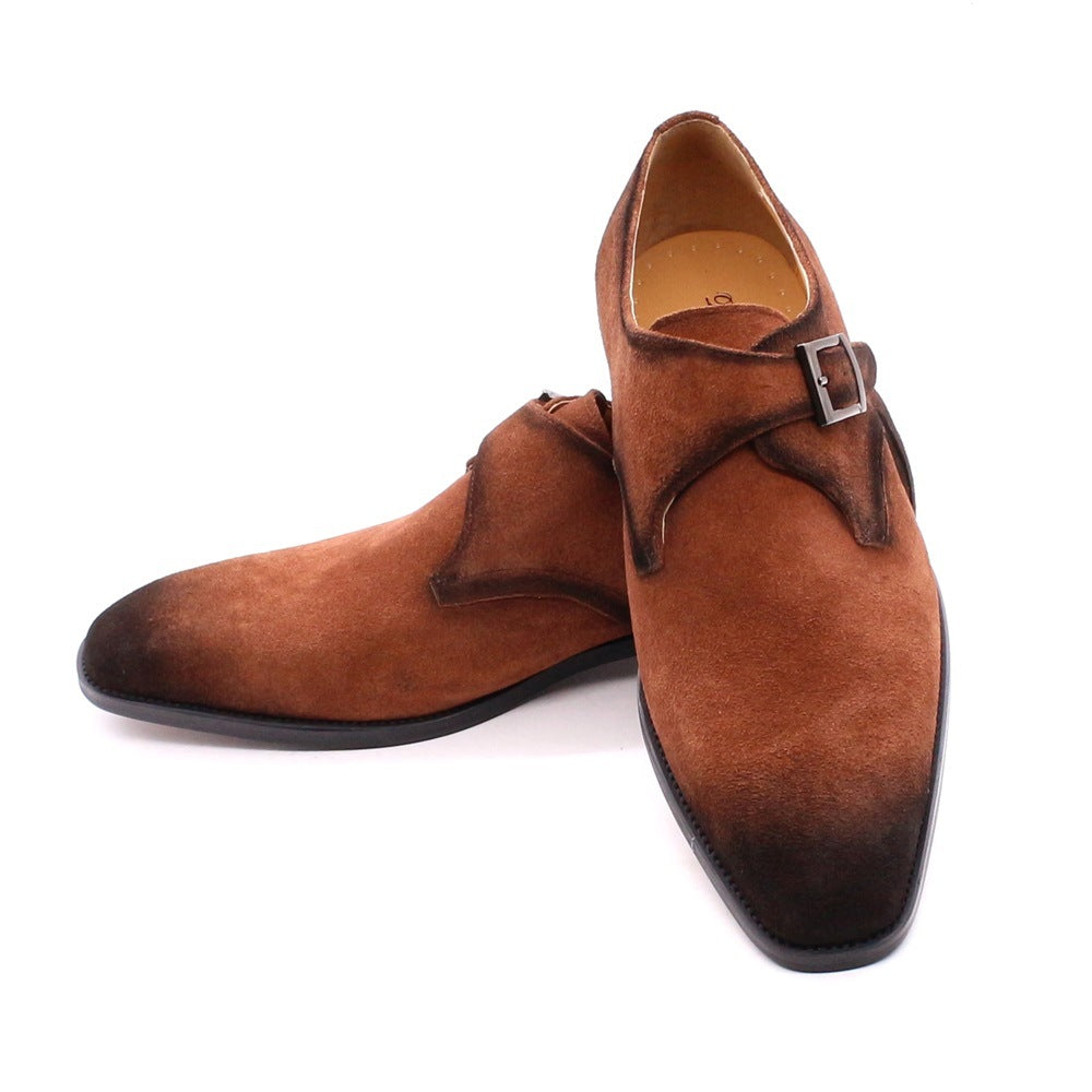 Suede Handmade Men's Shoes Leather Brown Business Casual Classic Retro