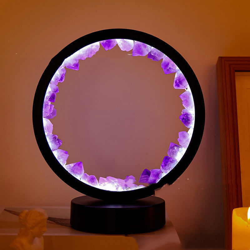 Natural Amethyst Flower Cluster Round Headboard