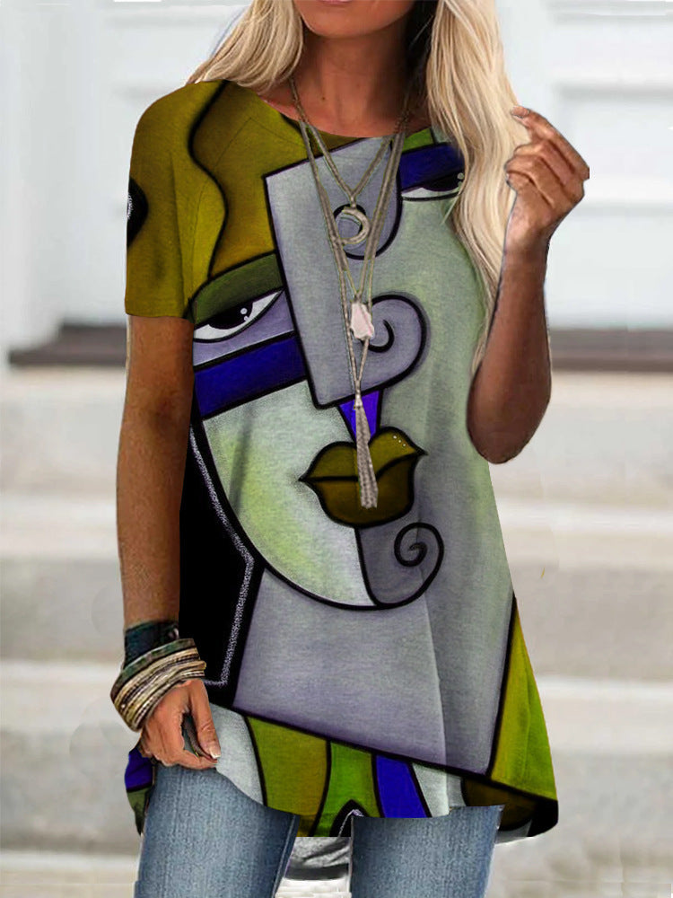 Fashion Women's Short Sleeve Digital Printing